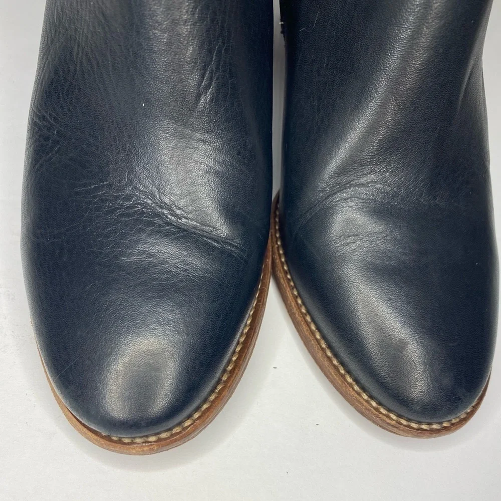 Madewell Black Leather Billie Ankle Boot Size 7.5 stack wood heel - Picture 7 of 12